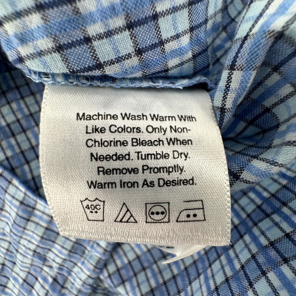 Eddie Bauer Mens Blue Plaid Seersucker Short Sleeve Button Down Shirt Size M - Picture 6 of 13